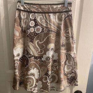 Spring Street Vintage Paisley Print Brown and Cream Skirt